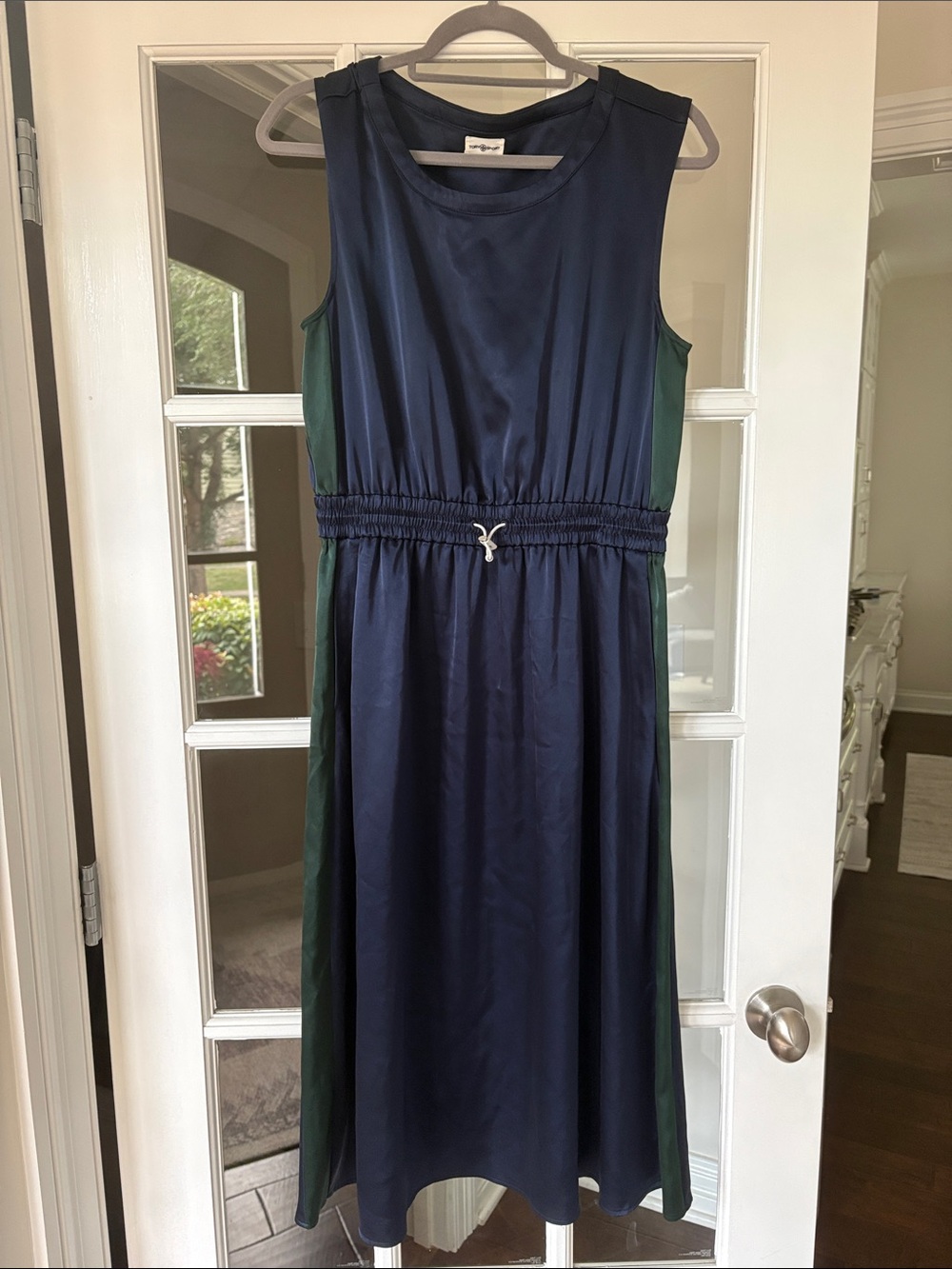 Tory Sport Navy Dress with Green Side Panels